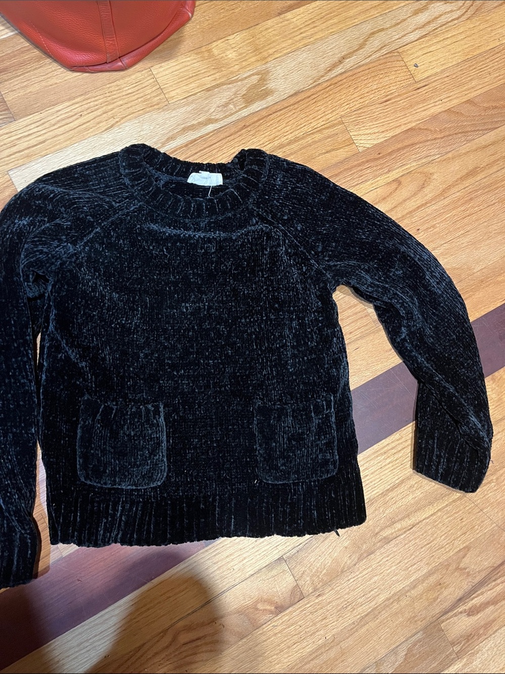 Jessica Simpson Black Chenille Pocket Sweater for Kids
